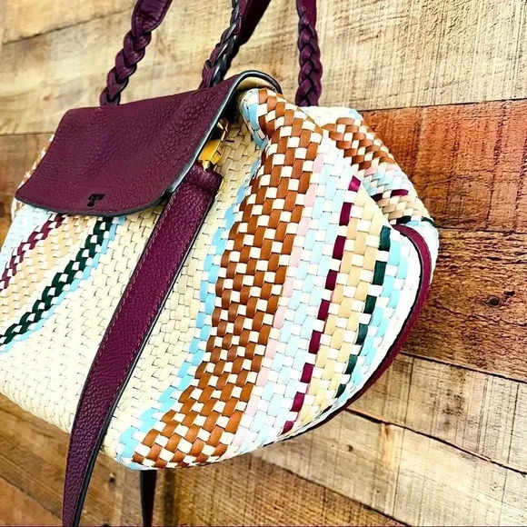 NWOT Tory Burch Half-moon Woven Leather Satchel In New Ivory - Picture 5 of 15